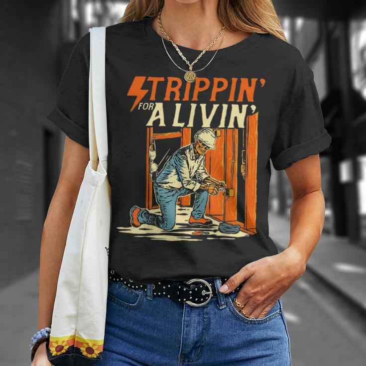 Stripping For A Living Electrician Work Powerline Electrical T-Shirt Gifts for Her