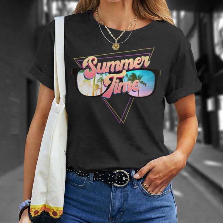 Summer Time Retro 80S Palm Trees Beach Scene In Sunglasses T-Shirt Gifts for Her