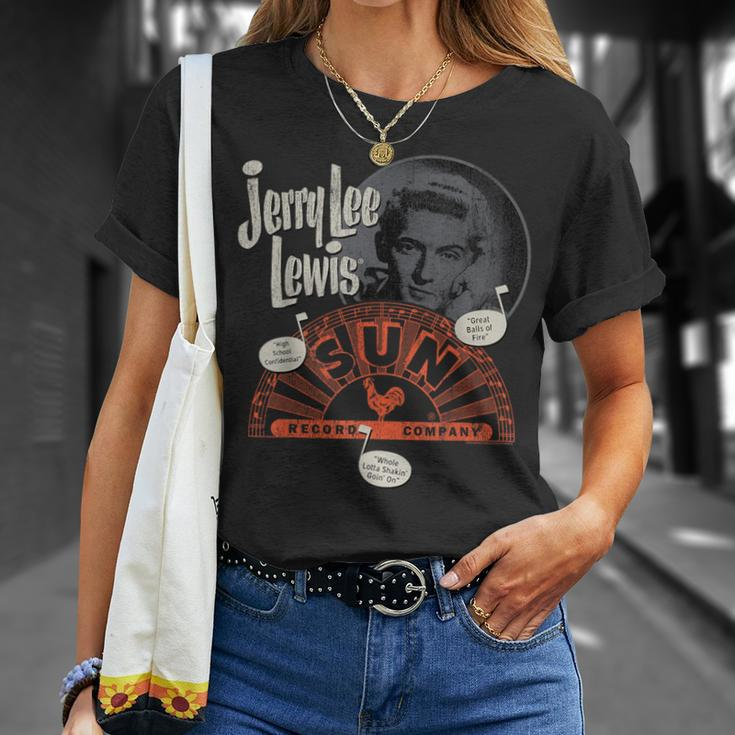 Sun Records X Jerry Lee Lewis Circle Portrait Distressed T-Shirt Geschenke für Sie