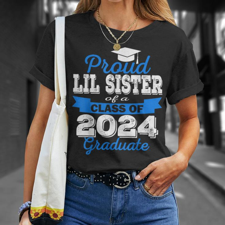 Super Proud Little Sister Of 2024 Graduate Awesome Family T-Shirt Gifts for Her