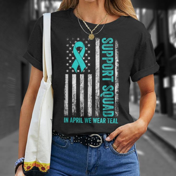 Support Squad American Flag Sexual Assault Awareness Month T-Shirt Gifts for Her