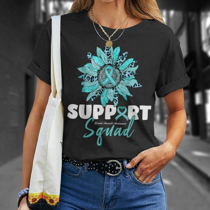Support Squad Sexual Assault Awareness Month Teal Ribbon T-Shirt Gifts for Her
