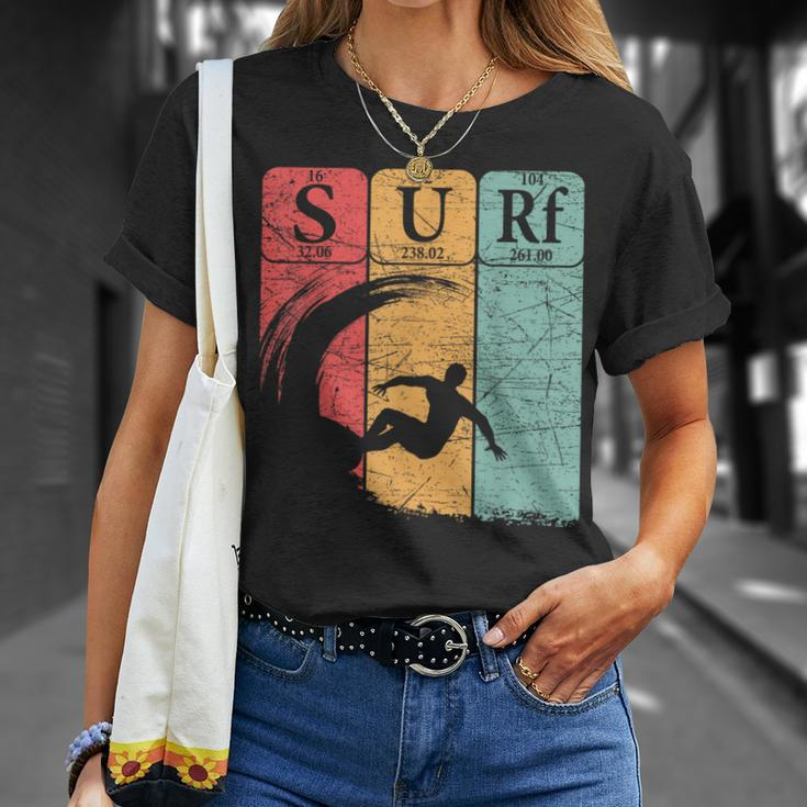 Surf Periodic Table Elements Wave Surfing Vintage T-Shirt Gifts for Her