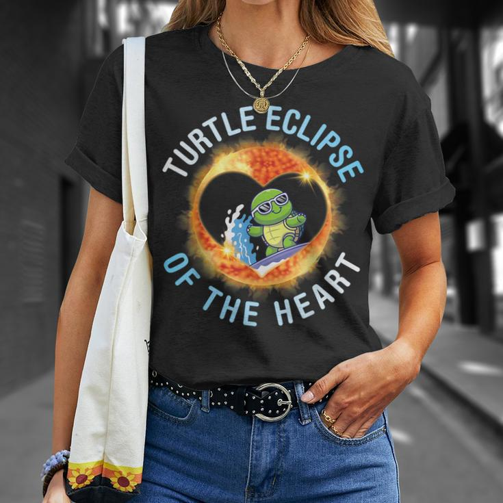 Surfing Total Eclipse Turtle Eclipse Of The Heart 04 08 2024 T-Shirt Gifts for Her