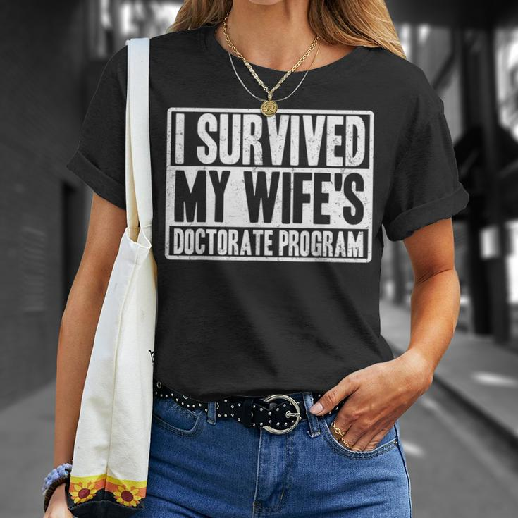 I Survived My Wife's Doctorate Program Phd Husband T-Shirt Gifts for Her