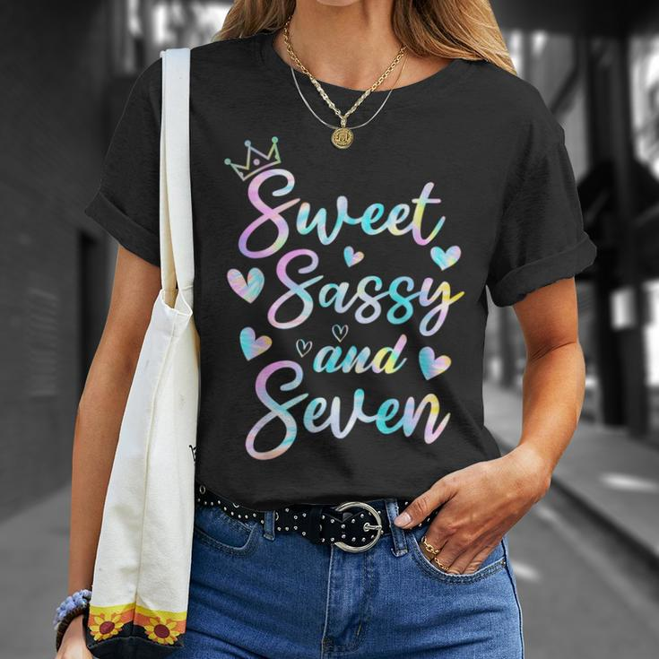 Sweet Sassy And Seven 7Th Birthday 7 Years Old Princess Girl T-Shirt Gifts for Her