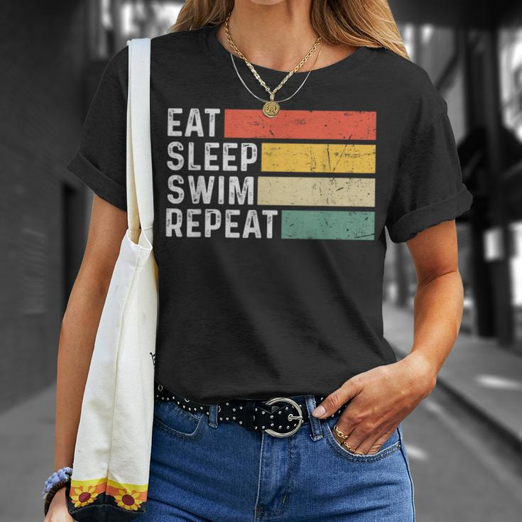 Swimming Swimmer Retro Vintage Eat Sleep Swim Repeat T-Shirt Gifts for Her