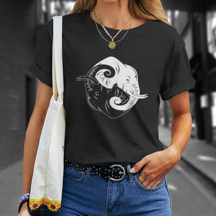 T-shirt Éléphant Yin Yang, Tee Design Original Cadeaux pour elle