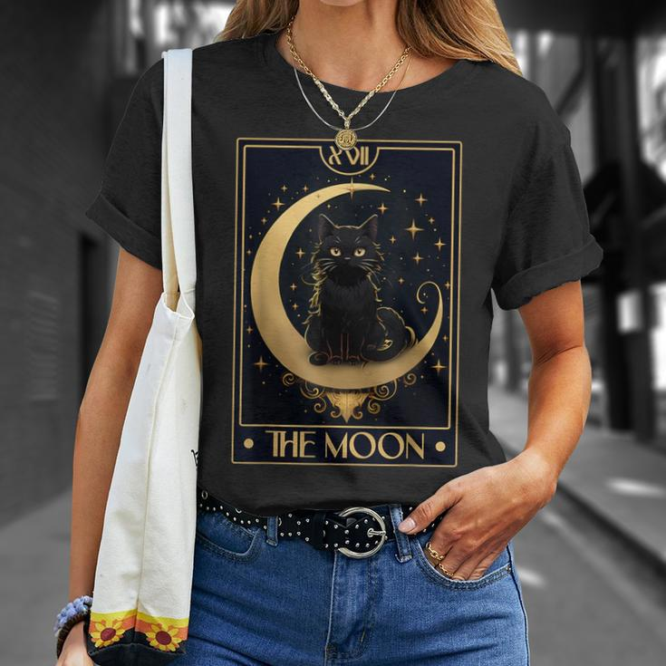 Tarot Card The Crescent Moon Black Cat Gothic Trendy Women T-Shirt Gifts for Her