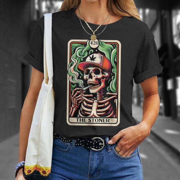 Tarot Card The Stoner Weed Lover Skeleton Cannabis 420 T-Shirt Gifts for Her