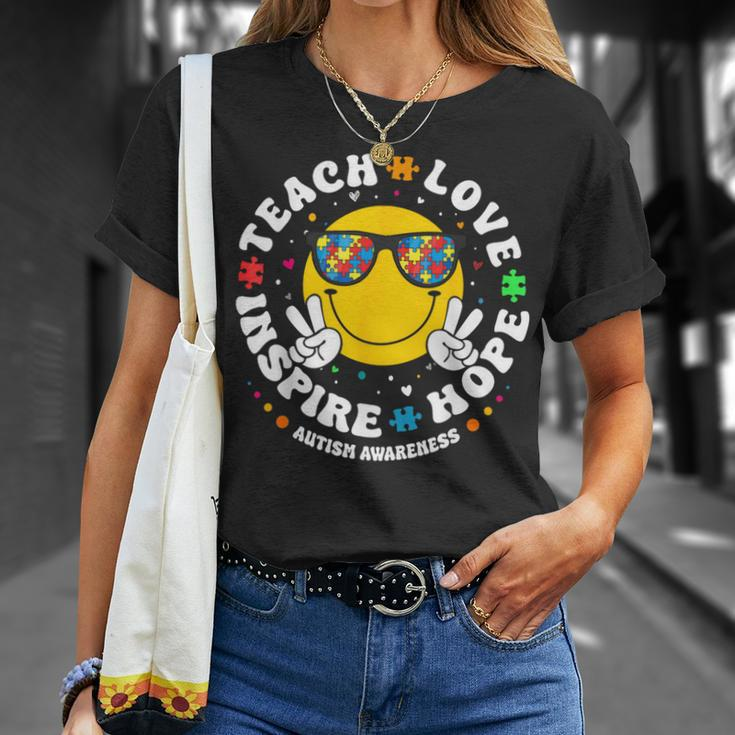 Teach Hope Love Inspire Autism Awareness For Teachers T-Shirt Gifts for Her
