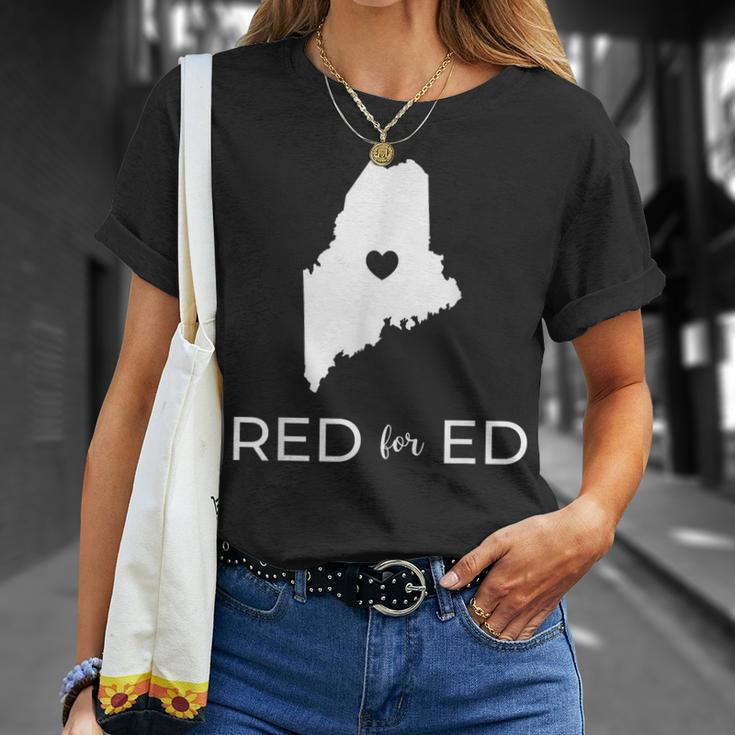 Teacher Red For Ed Maine Public Education T-Shirt Gifts for Her