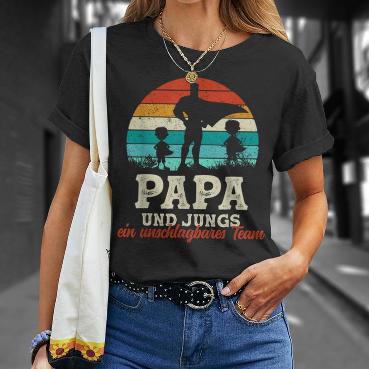 Team Papa Zwei Söhne Kinder Jungsatertag Bester Super Papa T-Shirt Geschenke für Sie