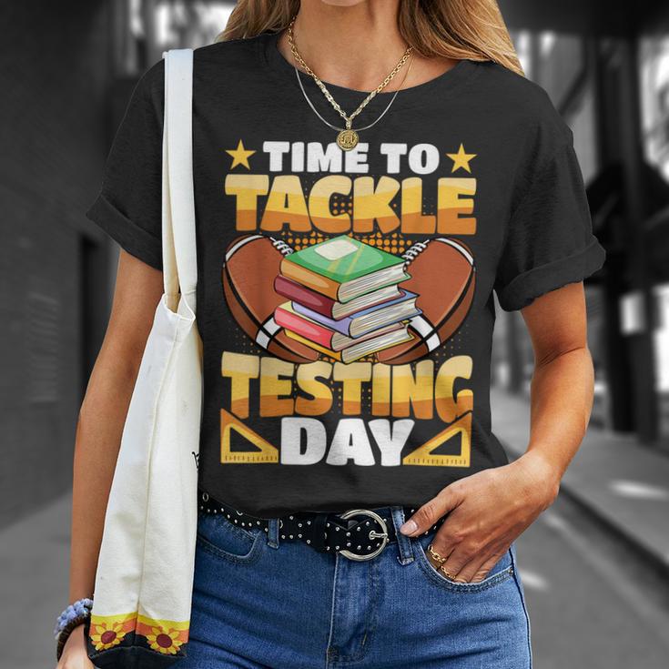 Test Day Football Time To Tackle Testing Day Sports Teacher T-Shirt Gifts for Her