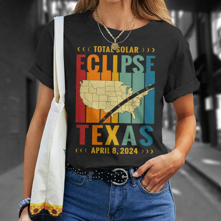 Texas Vintage Path Of Totality Solar Eclipse April 8 2024 T-Shirt Gifts for Her