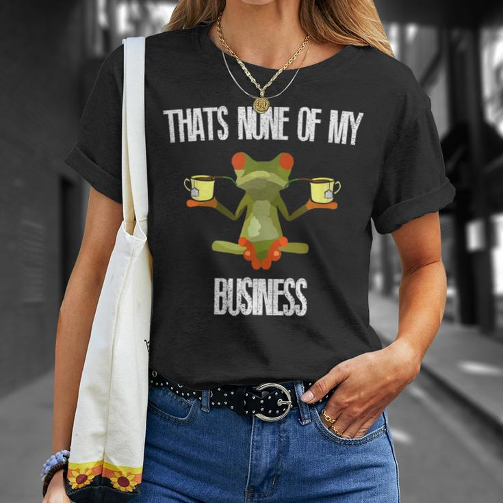 Thats None Of My Business Meme Frog Yoga Drinking Tea T-Shirt Gifts for Her
