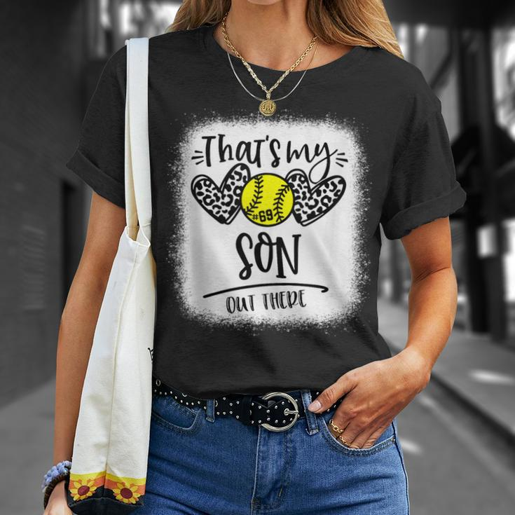 That's My Son Out There Number 69 Softball Mom & Dad T-Shirt Gifts for Her