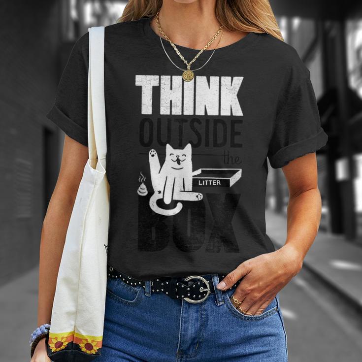 Think Outside The Litter Box Cat Kitty Butt Poop Lick T-Shirt Gifts for Her