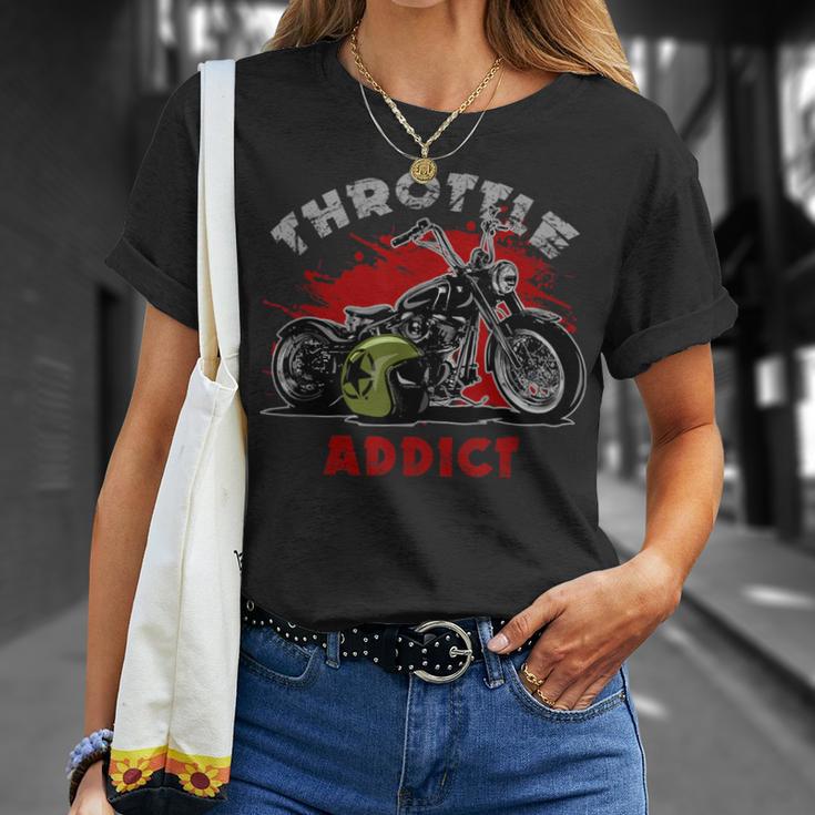 Throttle Addict Awesome Cool Bobber Motorcycle T-Shirt Gifts for Her