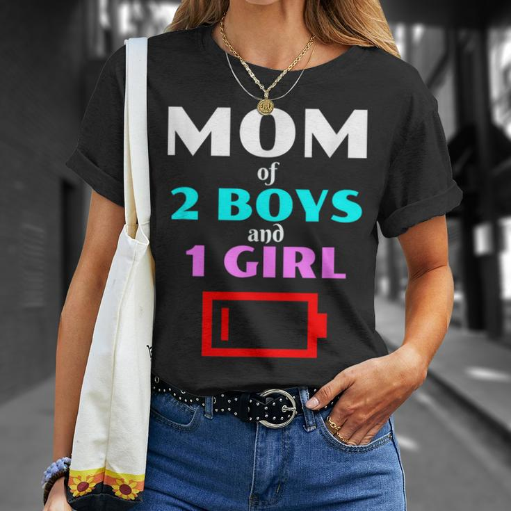 Tired Mom Of 2 Boys And 1 Girl Mother Sons Daughters T-Shirt Gifts for Her