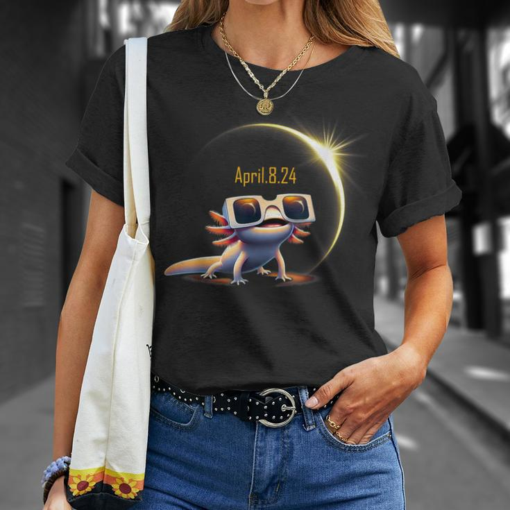 Total Solar Eclipse 2024 Axolotl In Astronomy Glasses T-Shirt Gifts for Her