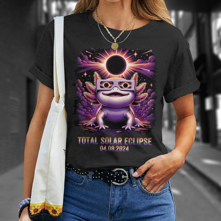 Total Solar Eclipse 2024 Axolotl Wearing Glasses Astronomy T-Shirt Gifts for Her