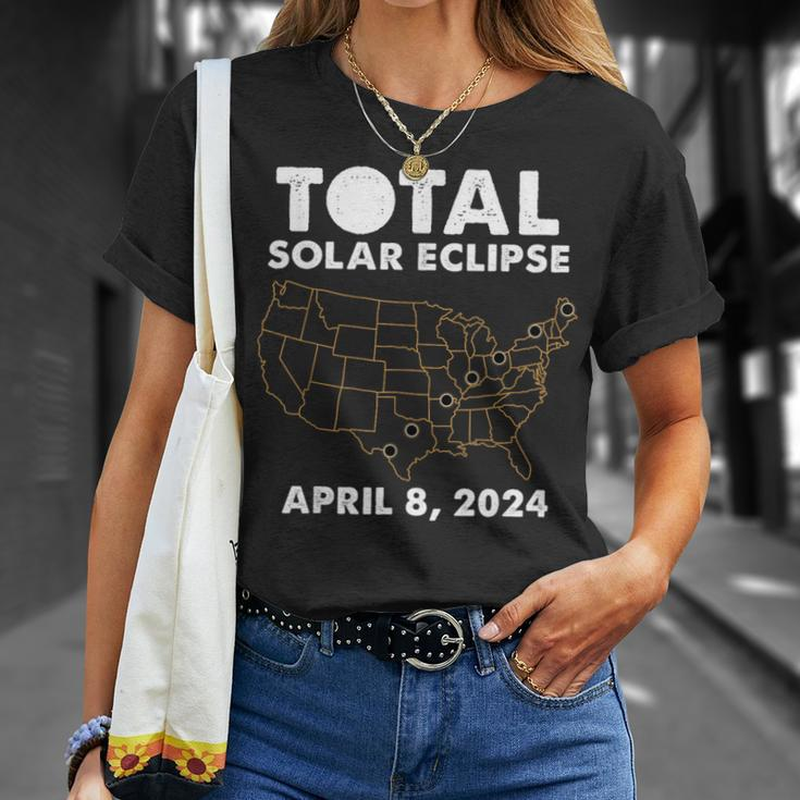 Total Solar Eclipse 2024 Party America Totality Usa Map T-Shirt Gifts for Her