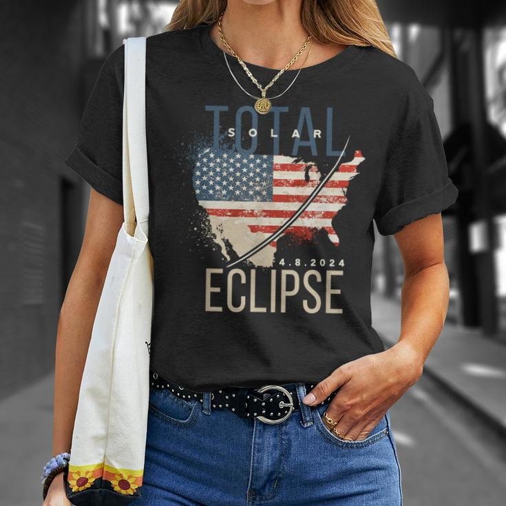 Total Solar Eclipse 2024 Path Of Totality Usa Map Event T-Shirt Gifts for Her