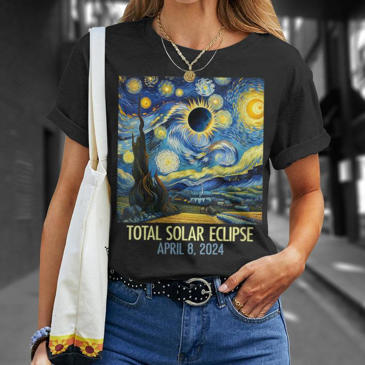 Total Solar Eclipse 2024 Starry Night Totality Van Gogh T-Shirt Gifts for Her