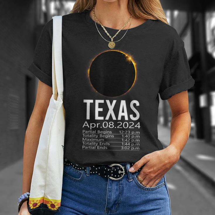 Total Solar Eclipse Apr 8 2024 Totality Texas Schedule Time T-Shirt Gifts for Her