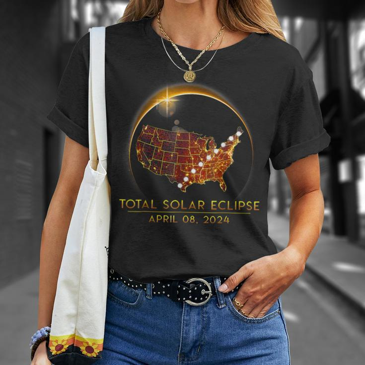 Total Solar Eclipse April 8 2024 America Map Totality T-Shirt Gifts for Her