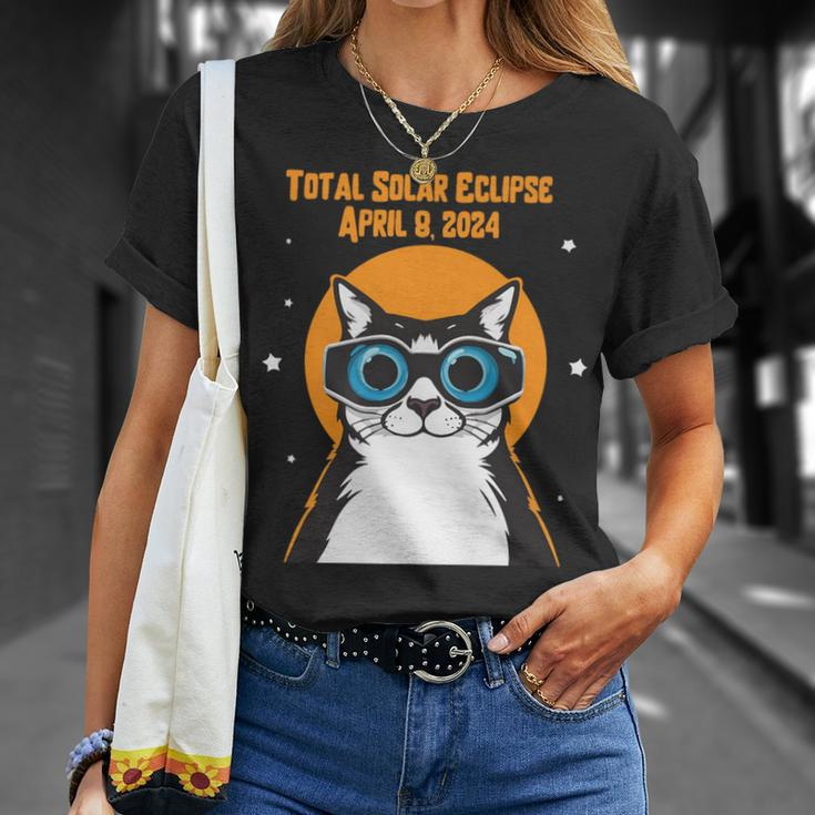Total Solar Eclipse April 8Th 2024 Cat Wearing Eclipse Glass T-Shirt Gifts for Her