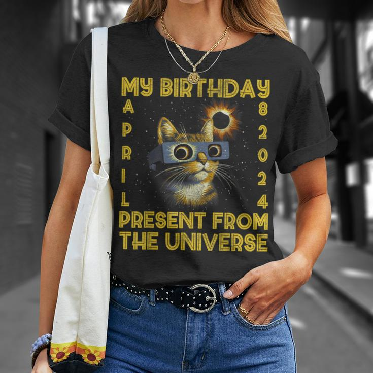 Total Solar Eclipse Birthday April 8 2024 Cat Birthday Party T-Shirt Gifts for Her