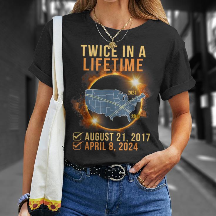 Total Solar Eclipse Clothing Twice In Lifetime April 8 2024 T-Shirt Gifts for Her