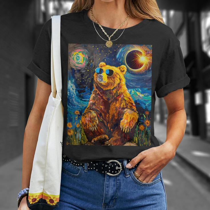 Total Solar Eclipse Grizzly Bear T-Shirt Gifts for Her