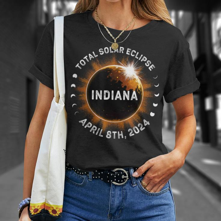Total Solar Eclipse Path Of Totality April 8Th 2024 Indiana T-Shirt Gifts for Her