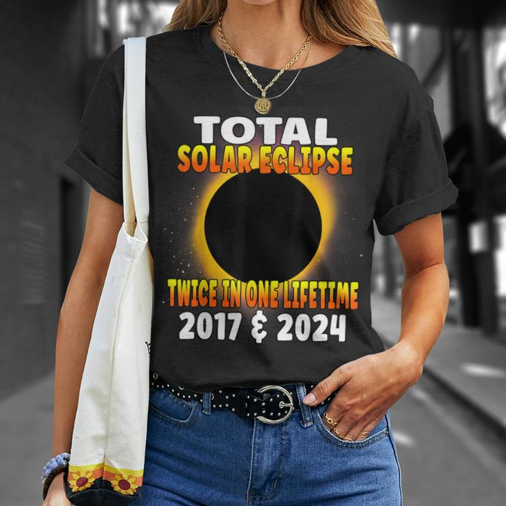 Total Solar Eclipse Twice In One Lifetime 2017 & 2024 Cosmic T-Shirt Gifts for Her