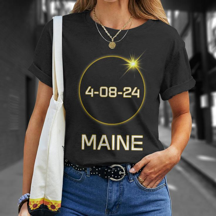 Totality Path 2024 Maine Total Eclipse Pocket T-Shirt Gifts for Her