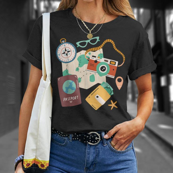 Tourist Holidays Costume Camera Passport Traveling Vacation T-Shirt Gifts for Her