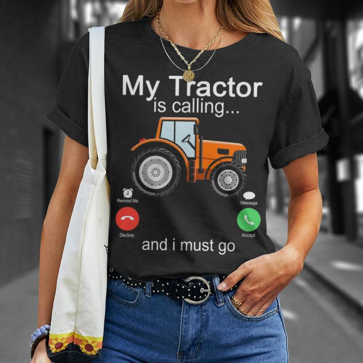 My Tractor Is Calling And I Must Go Tractor Lovers T-Shirt Gifts for Her