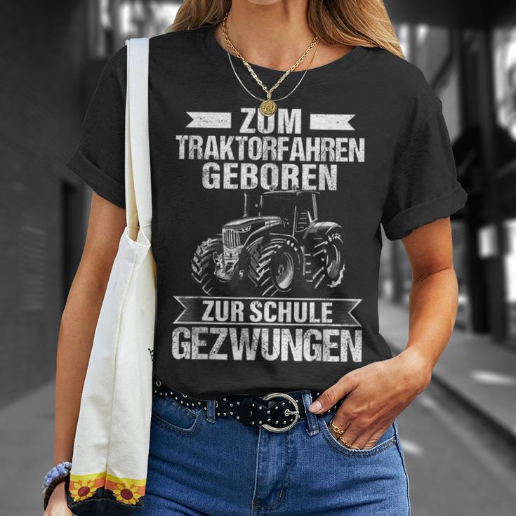 Tractor Zum Traktor Fahren Geboren Zur Schule Gezwungen Tractor T-Shirt Geschenke für Sie