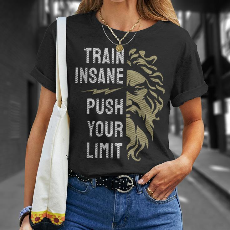 Train Insane Push Your Limit Spartan Workout Bodybuillding T-Shirt Gifts for Her