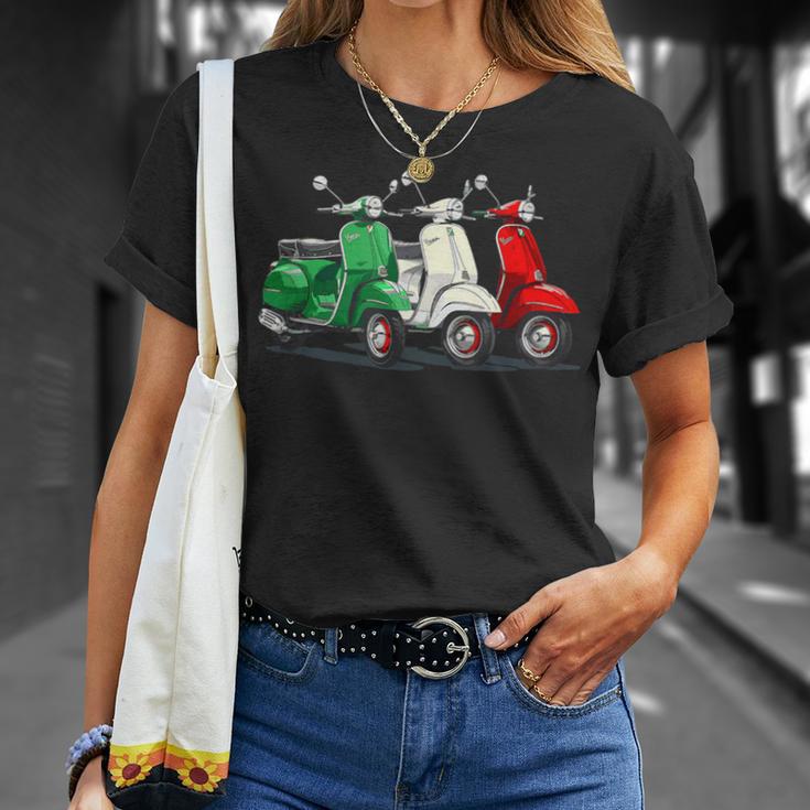 Tricolore Mit Italienischer Flagge Italienischer Roller T-Shirt Geschenke für Sie