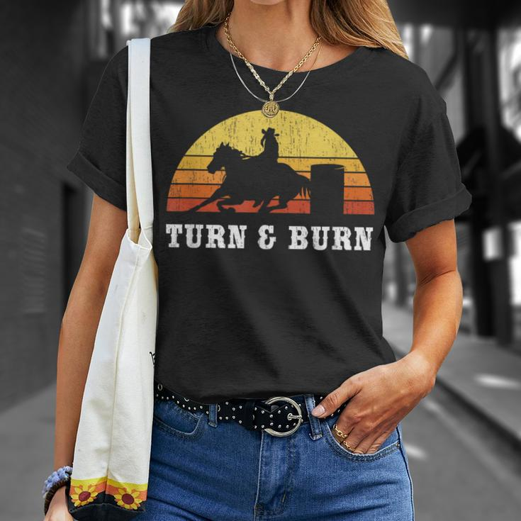 Turn And Burn Barrel Racing Barrel Racer Rodeo T-Shirt Gifts for Her