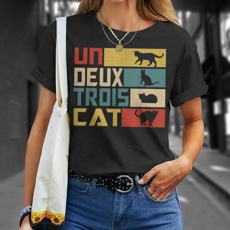Un Deux Trois Cat French Word Game Cat T-Shirt Geschenke für Sie