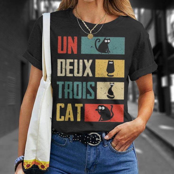 Un Deux Trois Cat Vintage French Joke Cat Lovers T-Shirt Gifts for Her