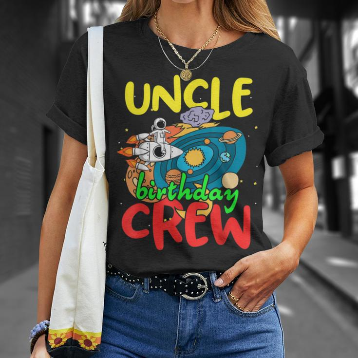 Uncle Birthday Crew Outer Space Planets Universe Party T-Shirt Gifts for Her