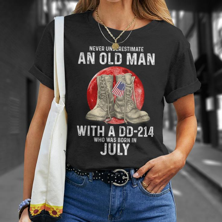 Never Underestimate An Old Man With A Dd-214 July T-Shirt Gifts for Her