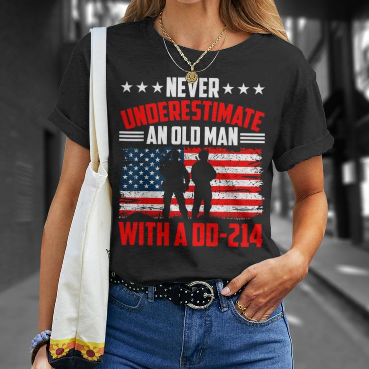 Never Underestimate An Old Man With A Dd214 Veterans Day T-Shirt Gifts for Her