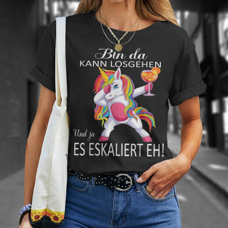 With Unicorn Bin Da Kann Losgehen Und Ja Es Escaliert Eh T-Shirt Geschenke für Sie